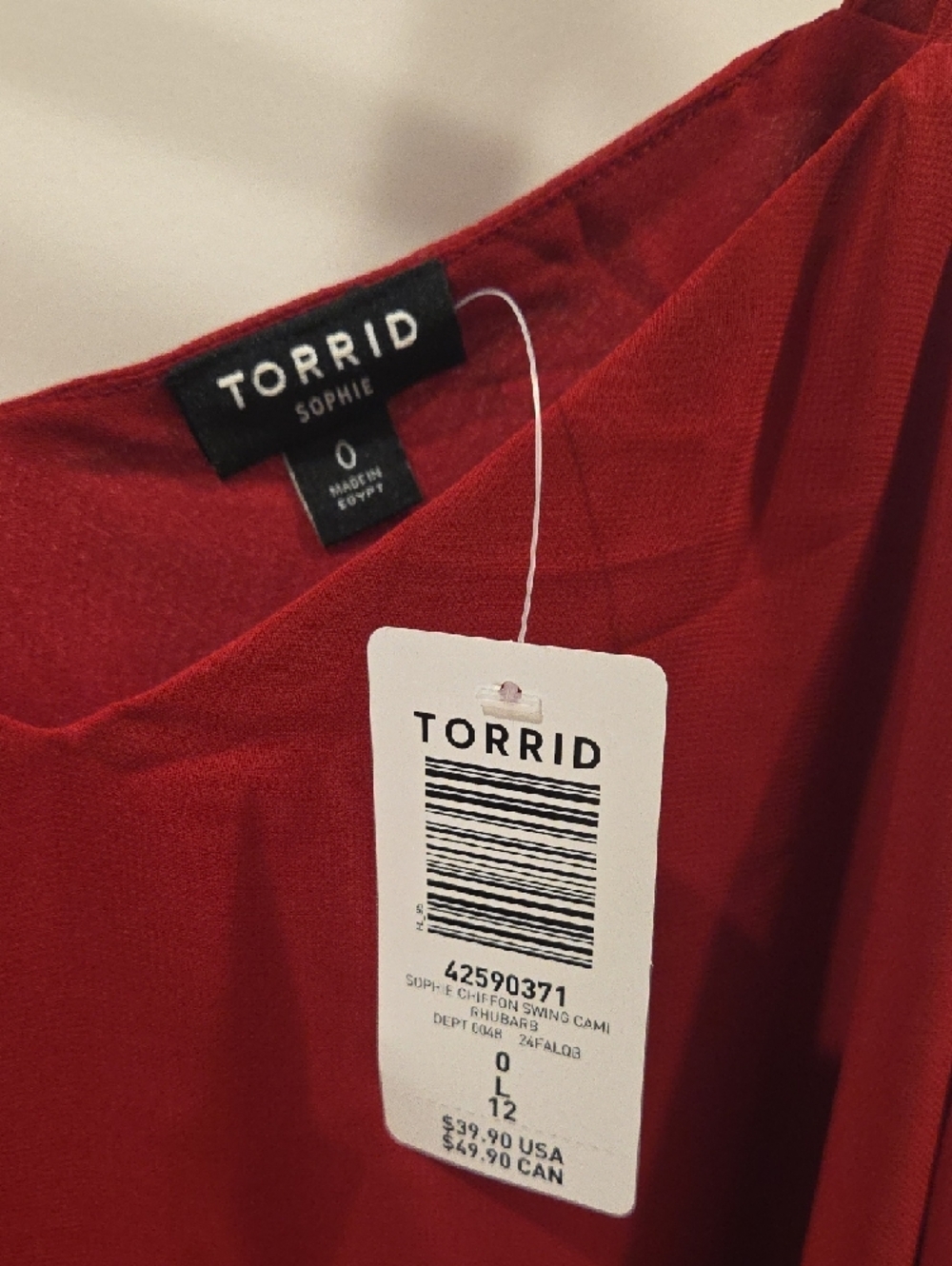 torrid Red "Rhubarb" V-Neck Spaghetti Strap Camisole - Picture 2 of 3